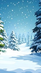 Fototapeta premium winter snowy woods illustration