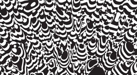 Trippy Waves Ripple Pattern. Black and white retro wave pattern reminding optical illusions