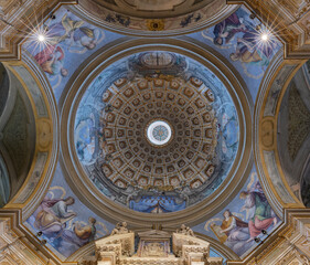 PAVIA, ITALY - SEPTEMBER 8, 2024: The cupola of side chapel in church Chiesa di Santa Maria di...
