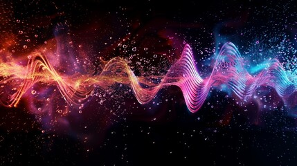 Obraz premium Sensory Symphony Vibrant Liquid Sound Waves for Music Visualization and Audio Equipment Marketing