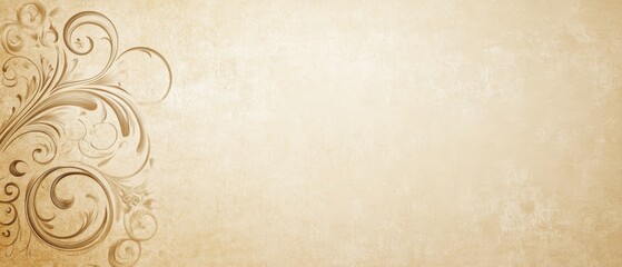 Vintage beige paper background with intricate swirls and patterned design