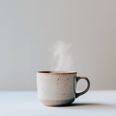 Fototapeta premium Steaming Coffee Cup on Plain White Surface