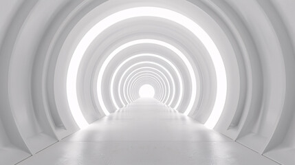 Obraz premium White Empty Minimal Tunnel, 3d Rendering