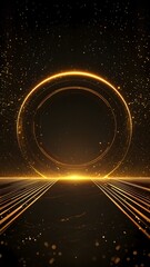 Golden halo and black gold luxury display space background