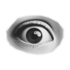 Surprised look. Pop art eye for collage.