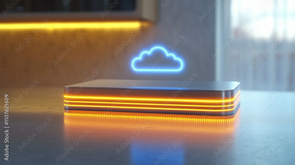 Poster smart home mobile cloud computing storage services technology for smart device control in home kitch