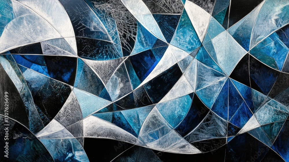 Aufkleber abstract close-up of intricate, glowing ice crystal patterns, with translucent geometric shapes in s