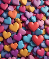 Fototapeta premium Playful heart shapes in various sizes and colors, romance, seamless