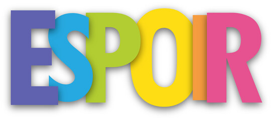 ESPOIR (HOPE in French) colorful typography banner on transparent background