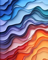 Fototapeta premium Layered paper-cut abstract design in smooth gradient colors creating a harmonious flow of shapes