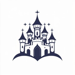 Obraz premium Fairytale castle icon, magical kingdom illustration.