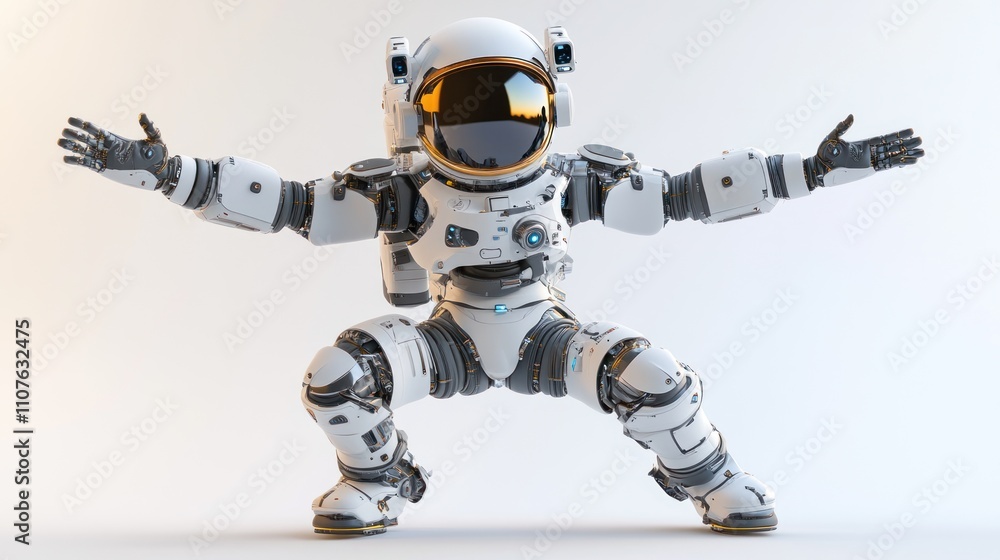 Leinwandbilder a futuristic robot astronaut in a dynamic pose, showcasing advanced technology and design.