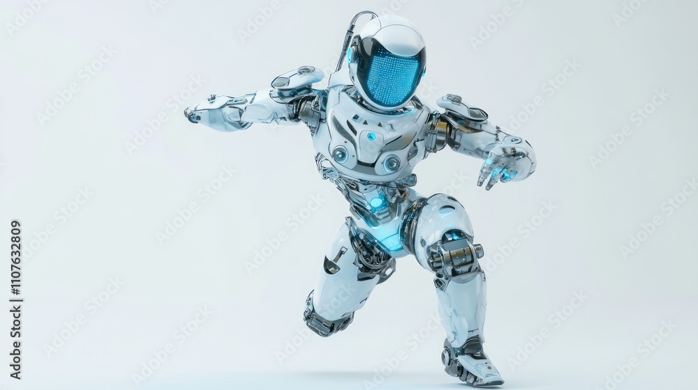 Leinwandbilder a futuristic robot in a dynamic pose, showcasing advanced technology and design.