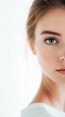 Fototapeta premium Female Model Fashion with High-Key Lighting and Clean White Background
