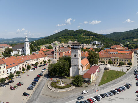 Aerial view of the city of Roznava in Slovakia