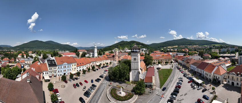 Aerial view of the city of Roznava in Slovakia