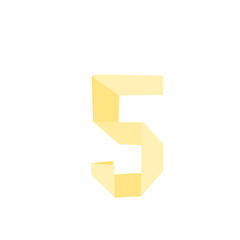origami style number 5 in pastel style on transparency background