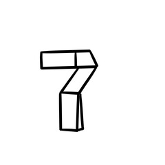 origami style number 7 in simple line style on transparency background