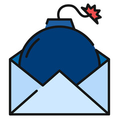 Cyber Crime Icons Pack,Bomb Email Filled Line Icon