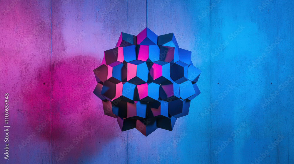 Aufkleber abstract geometric shape with dynamic lighting in bold colors and textures