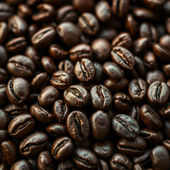 Obraz premium Close-Up of Roasted Coffee Beans Background – Textured and Aromatic Image