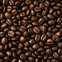 Obraz premium Close-Up of Roasted Coffee Beans Background – Textured and Aromatic Image