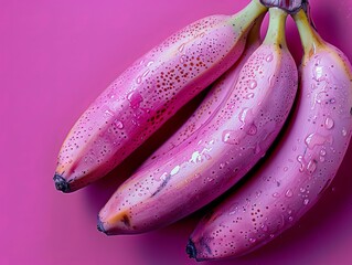 Exotic Pink Banana with Smooth Peel and Vivid Color.