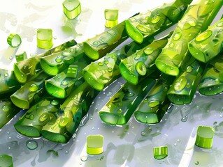 Close-Up of Sliced Aloe Vera with Gel for Healing Benefits.