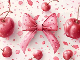 playful pink cherries paired with a stylish pink bow.