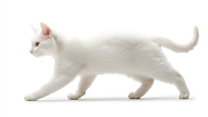 A white cat isolated on a white background