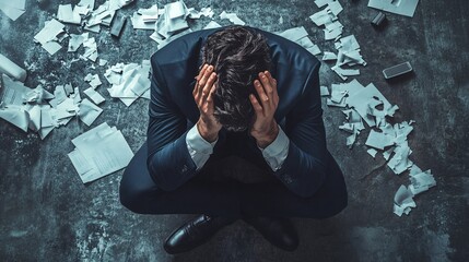 Concept of business bankruptcy with visuals of financial stress, legal proceedings, and recovery strategies for distressed companies