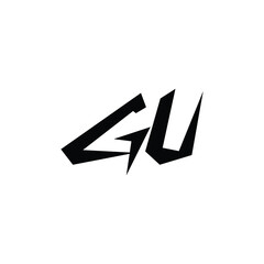 GU monogram logo design letter text name symbol monochrome logotype alphabet character simple logo