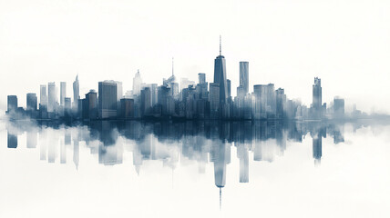 City skyline isolated on a white background