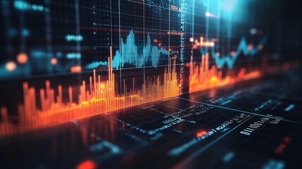 Concept of economic growth with visuals of GDP charts, investment trends, and market analysis showing financial progress