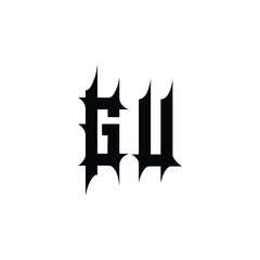 GU monogram logo design letter text name symbol monochrome logotype alphabet character simple logo