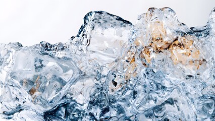 Obraz premium Ice cubes and splashes isolated on a white background