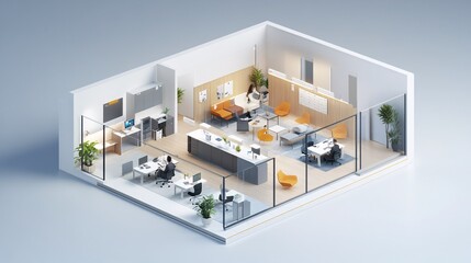 Obraz premium Visualization of hybrid work arrangements with focus on seamless remote and office work balance, supported by modern technology and flexible spaces