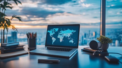 Visualization of a successful business trip with focus on efficient travel planning, productive meetings, and effective use of time abroad