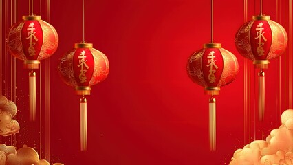 Traditional Chinese Spring Festival celebrations with red lanterns