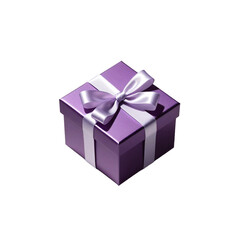 Obraz premium Purple gift box isolated on transparent background 