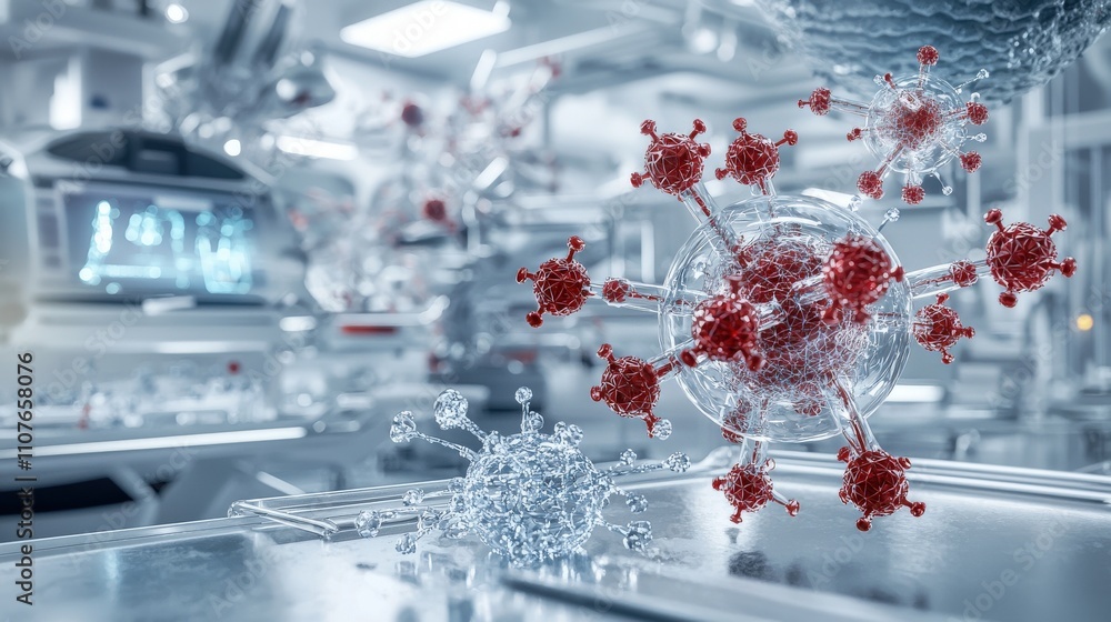 Leinwandbilder futuristic visualization of vaccine molecules in a lab science environment digital art high-tech vie