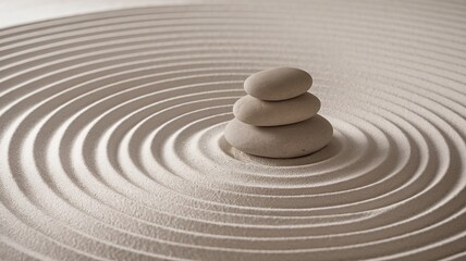 Naklejka premium Zen garden sand, Japanese rock garden, Rock and sand harmony