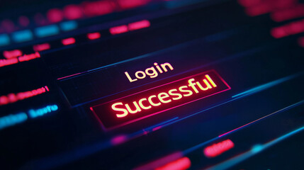 A digital notification indicating a successful login, featuring vibrant colors and modern design elements.