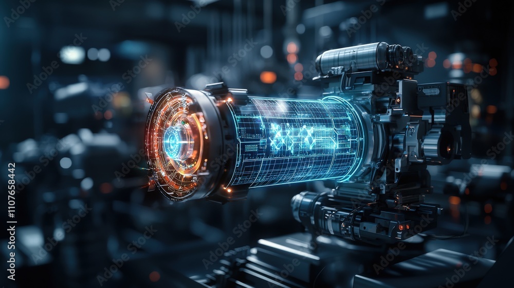Aufkleber futuristic holographic control panel displaying advanced technology in a high-tech environment