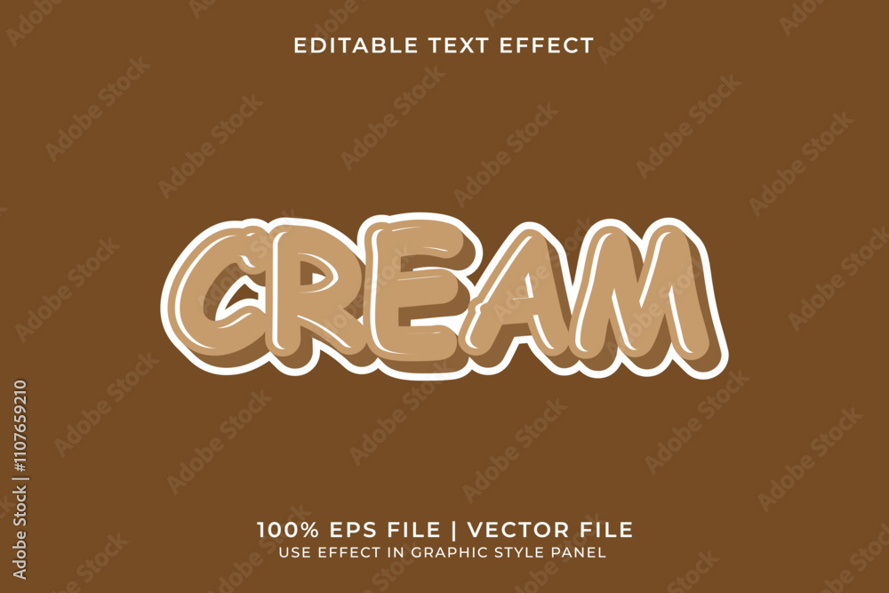 Poster 3d cream editable vector text effect. cute style text effect