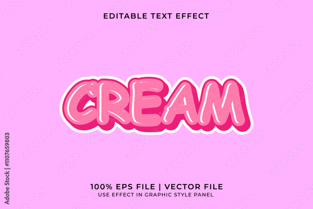 Poster 3d cream editable vector text effect. cute style text effect