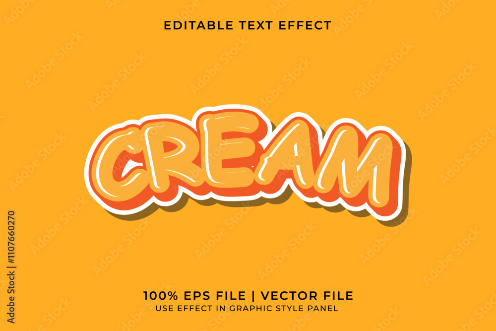 Poster 3d cream editable vector text effect. cute style text effect