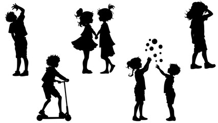 Obraz premium Stylish silhouettes set of children