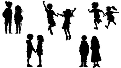 Obraz premium Stylish silhouettes set of children