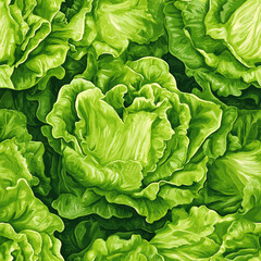 Fototapeta premium Lush green lettuce leaves close-up.